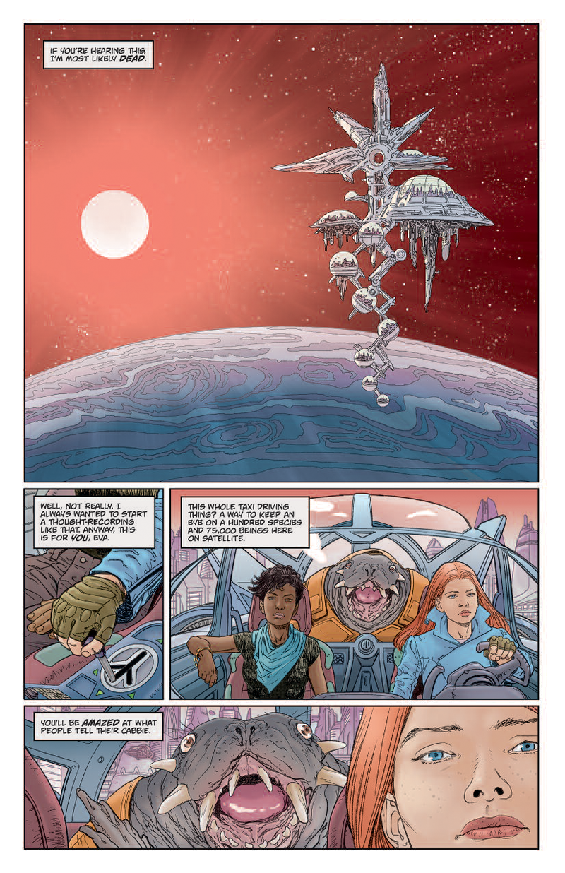 Illustration for article titled First Look at IDW's New Scifi Bounty Hunter Series, Satellite Falling